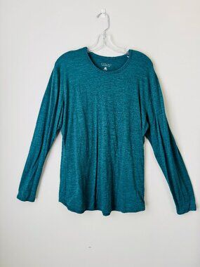 Seg'Ments 100% Merino Wool Crewneck Long Sleeve Tshirt Base Layer XL Teal Green